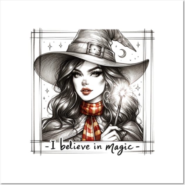 I Belive in Magic - Witch Girl - Fantasy Wall Art by Fenay-Designs